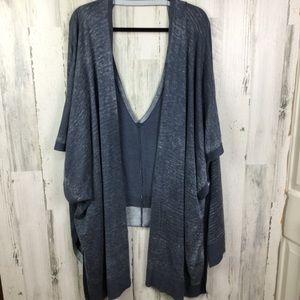 Lululemon Cape Poncho Open Front Back Sweater Soft Heather Gray One Size
